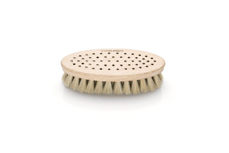 Badebørste - oval - 16 cm - lyse hestehår